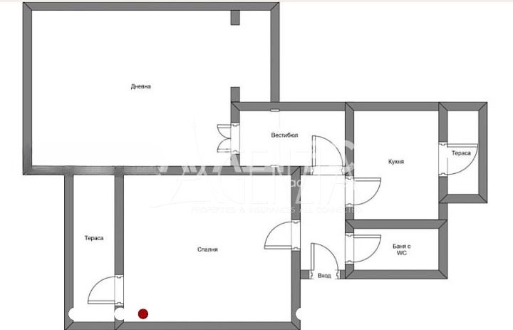 Two-bedroom apartment with a view of the National Palace of Culture